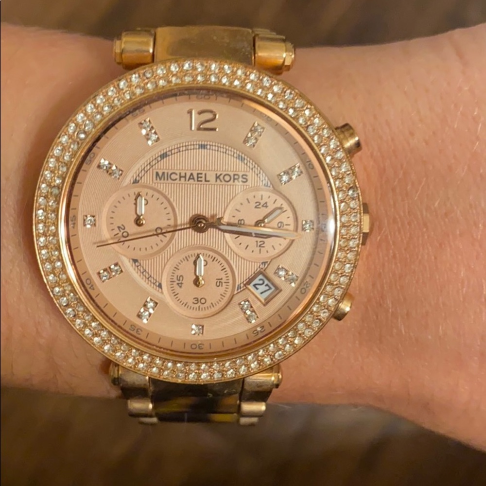 Michael Kors turtle and rose gold watch